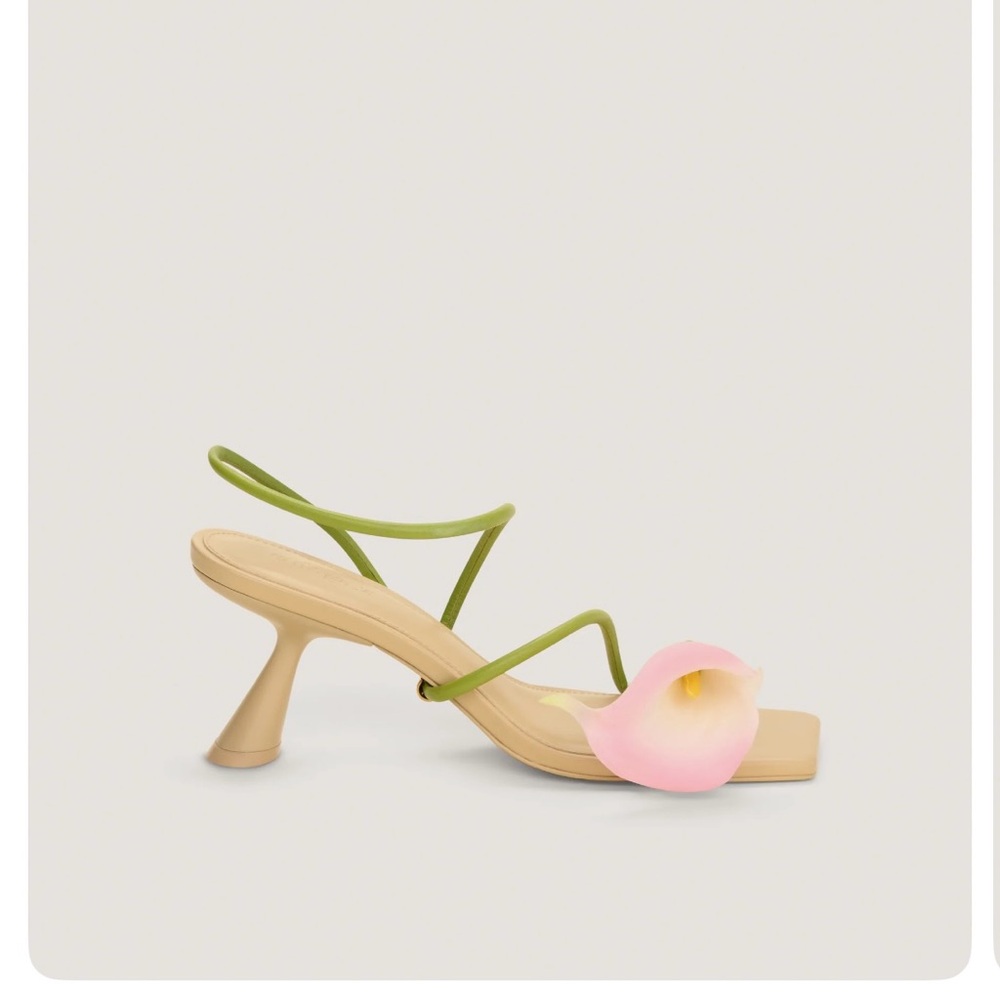 Cult Gaia Pink Floral and Green Strap Heels . Brand new. Never worn.